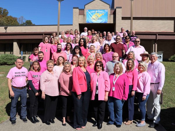 Group Photo in Pink for Breast Cancer Awareness